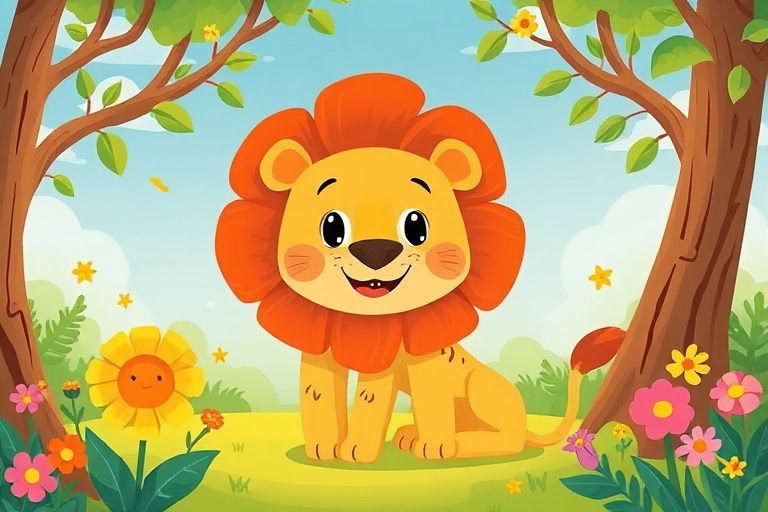 The Lion of Luminous Grove: A Tale of Pollination and Friendship