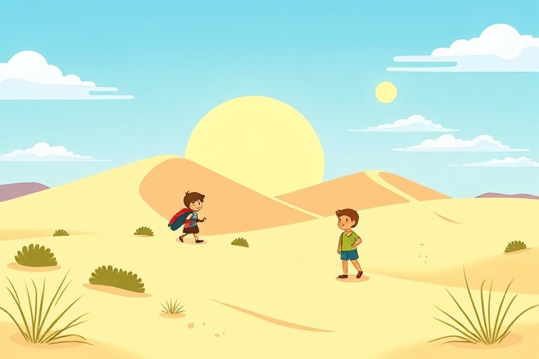 The Whispering Dunes: A Young Adventurer's Trial of Patience