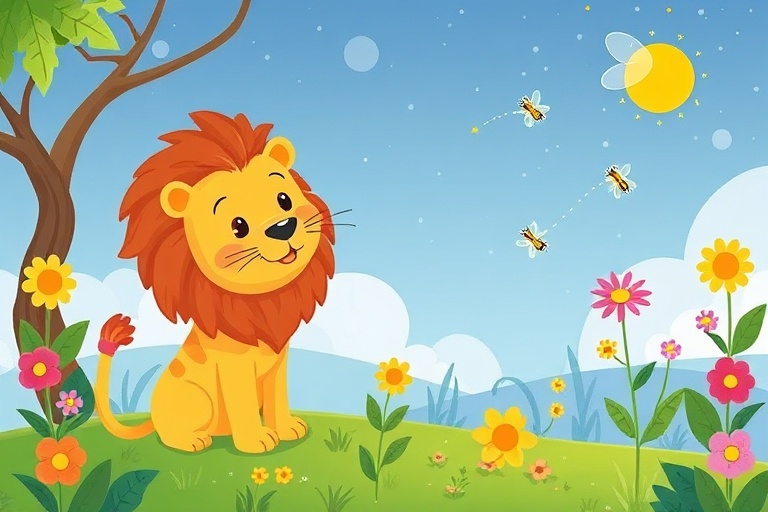 The Lion and the Vanishing Nectar: A Tale of Pollination and Friendship