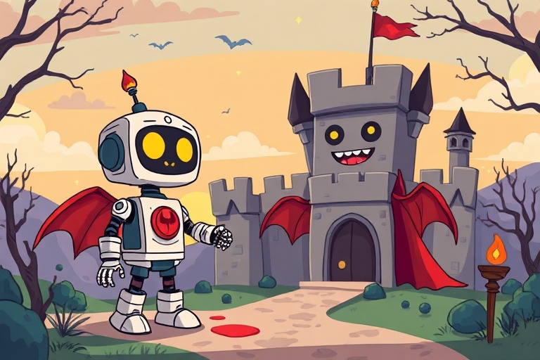 The Robot and the Vampire's Castle: A Journey of Blood and Friendship